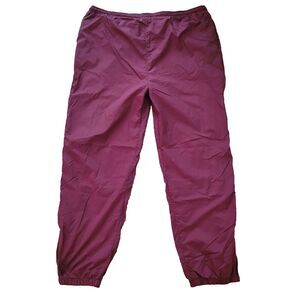 Vtg Bike Track Pants Mens 2XL Maroon Nylon Baggy Relaxed Lined Windbreaker Y2K